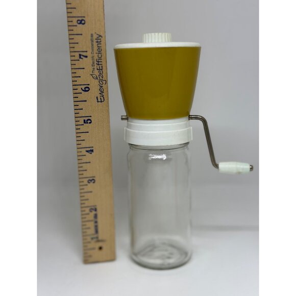 VTG 1960s Federal Yellow Glass Nut Spice Food Chopper Grinder 7.5" MCM - Picture 4 of 7